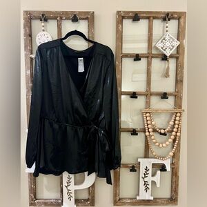 Lane Bryant Black Wrap Blouse